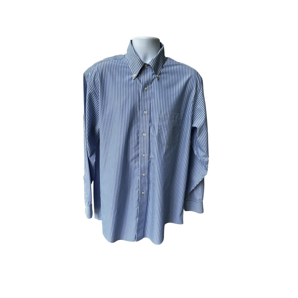 Brooks Brothers Shirt Mens XL Blue White Striped Button Down Long Sleeve Pocket